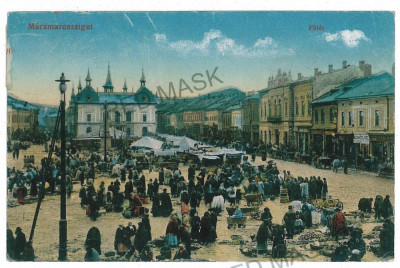 2774 - SIGHET, Maramures, Market - old postcard, CENSOR - used - 1917 foto