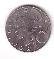 moneda argint -10 silingi SCHILLING 1966 foto