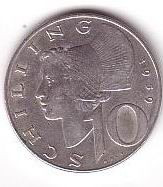 moneda argint -10 silingi SCHILLING 1959 foto