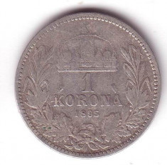 moneda argint 1 KORONA CORONA COROANA 1895 UNGARIA foto