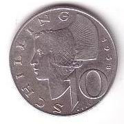 moneda argint -10 silingi SCHILLING 1958 foto