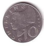 moneda argint -10 silingi SCHILLING 1957 foto
