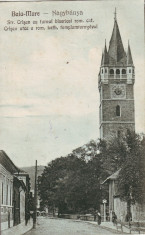 Ok-1381- Romania, Baia Mare, Nagybanya c.p. necirc. 1925: Str. Crisan, biserica foto