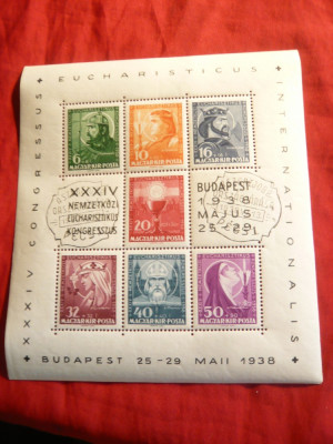 Serie- Bloc - Congresul Euhariatic 1938 Budapesta Ungaria , stampilat foto