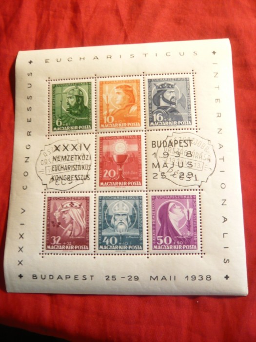 Serie- Bloc - Congresul Euharistic 1938 Budapesta Ungaria , stampilat