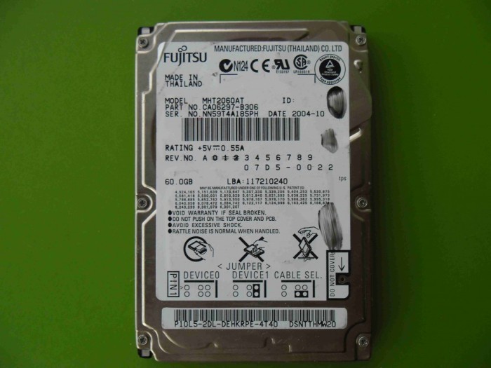 Hard Disk HDD laptop 60GB Fujitsu ATA IDE - DEFECT foto mare Hard Disk HDD laptop 60GB Fujitsu ATA IDE - DEFECT foto mare