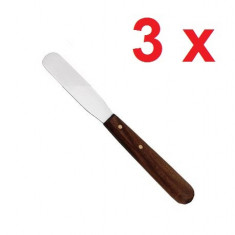 Spatula metalica pentru ceara, cu maner din lemn, spatula inox x 3