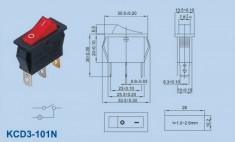 Intrerupator simplu KCD3 cu led comutator mod basculant 16 A 250V foto