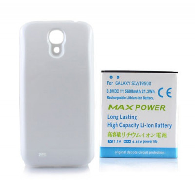 Baterie 5600 mAh si capac alb pt Samsung Galaxy S4 i9500 i9505 foto