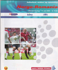 Program meci fotbal NORVEGIA - ROMANIA 11.06.2003 foto