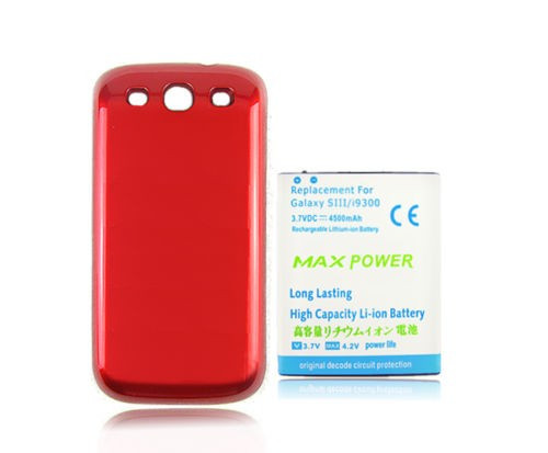 Baterie extinsa 4500 mah + capac spate rosu pentru Samsung Galaxy S3 + folie