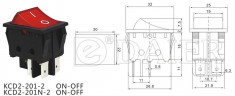 Intrerupator simplu KCD2-201N cu led comutator mod basculant 15 A 250V foto