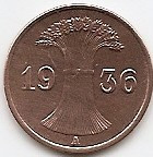 Germania 1 reichspfennig 1936 KM-37 foto