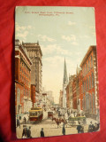 Ilustrata SUA inc.sec.XX -Arch Street East Philadelphia ,tramvai, circ. Craiova, Circulata
