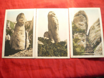 Set 3 Ilustrate Montserrat interbelice - repr. 3 falusuri din piatra foto