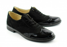 Pantofi negri barbati piele naturala (Intoarsa) casual - eleganti foto