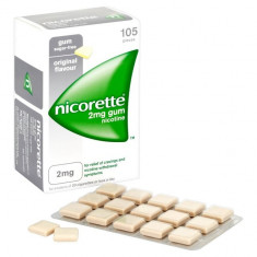 Nicorette Original Gum 2mg - Guma Nicotina Antifumat - Cutie 105 gume foto