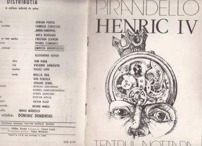 bnk div Program teatru - Teatrul Nottara 1989 - Henric IV foto