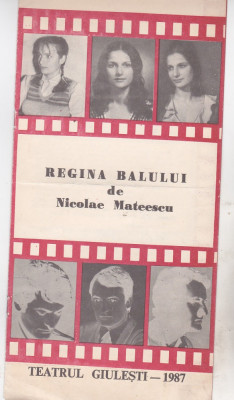 bnk div Program teatru - Teatrul Giulesti 1987 - Regina balului foto