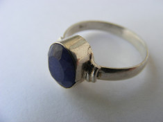Inel vechi din argint cu piatra albastra (2) - de colectie foto