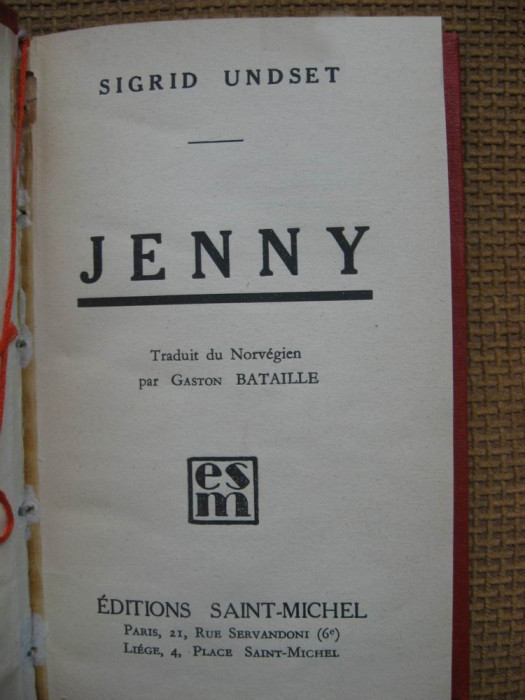 Sigrid Undset - Jenny (in limba franceza)