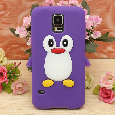 Husa silicon mov model pinguin Samsung Galaxy S5 G900 i9600 + foto