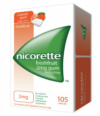 Nicorette Freshfruit Gum 4mg - Guma Nicotina Antifumat - Cutie 105 gume foto