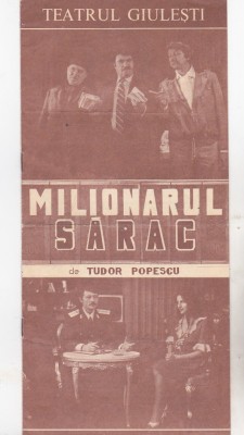 bnk div Program teatru - Teatrul Giulesti 1984 - Milionarul sarac foto