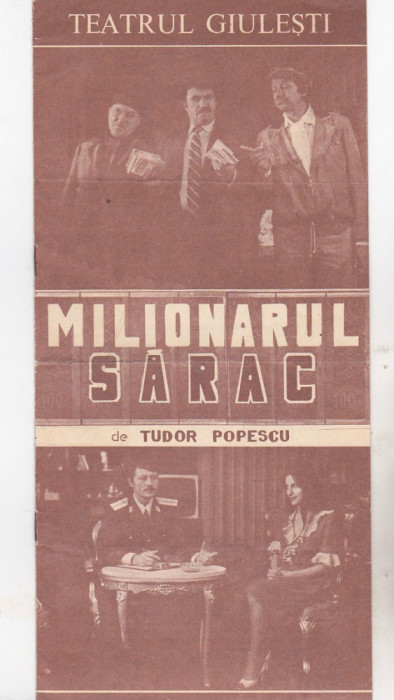 bnk div Program teatru - Teatrul Giulesti 1984 - Milionarul sarac