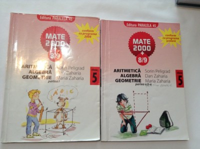 MATE 2000 8/9 - ARITMETICA, ALGEBRA, GEOMETRIE PARTEA I+II CLASA A V A ,RF7/4 foto