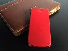 Husa/toc LUX piele naturala premium BOROFONE, iPhone 5c, tip flip cover, pe rosu foto