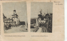 Romania, Sinaia carte postala UPU circulata 1899: 2 imagini Castelul Peles foto