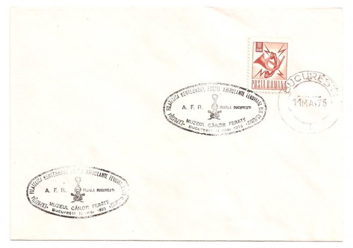 EXPOZITIA FILATELICA CENTENARUL POSTEI AMBULATE FEROVIARE - BUCURESTI- 1975