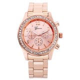 Ceas dama model Geneva rose gold curea metalica cristale + cutie simpla cadou