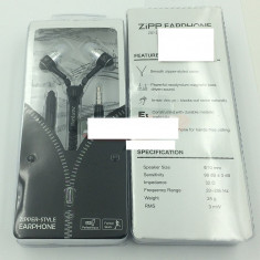 Handsfree stereo Zipper Style universal 3,5mm negru