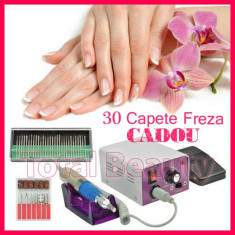 Kit Set Unghii False cu Freza Electrica, pedala si 30 capete de lucru CADOU foto