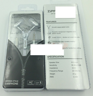 Handsfree stereo Zipper Style universal 3,5mm argintiu foto
