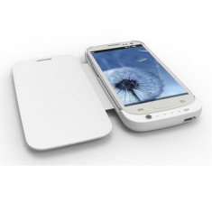 Husa alba flip POWER BANK baterie 3200mAh Samsung Galaxy S3 i9300 + folie foto