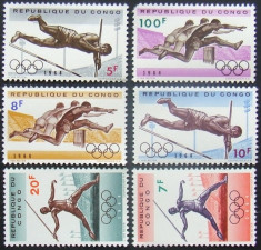 CONGO 1964 - JOCURI OLIMPICE, 6 VALORI, NEOBLITERATE - E 1723 foto