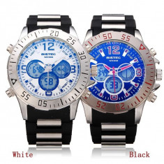 Ceas BISTEC BRAND - Quartz , 3 Dials , Cutie Cadou , LED + Analog , Barbatesc foto