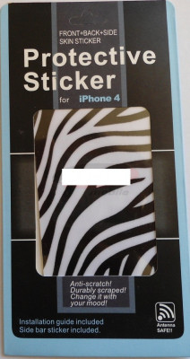 Folie protectie display 3D Zebra Apple iPhone 4 / 4S foto