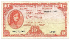 Irlanda 10 Shillings 1959 F foto