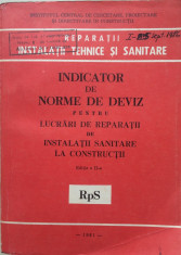 INDICATOR DE NORME DE DEVIZ PENTRU LUCRARI DE REPARATII DE INSTALATII SANITARE foto