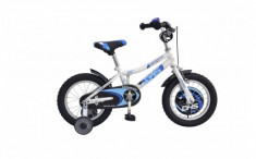 Bicicleta Copii 1401 Alb cu Albastru DHS foto