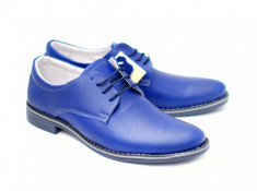 Pantofi albastri barbati casual - eleganti din piele naturala foto