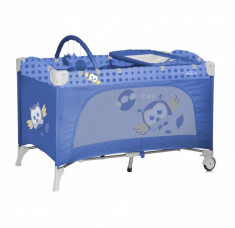 Patut pliant Travel Kid 2 Niveluri 120 x 60 cm Blue Baby Owl Lorelli foto