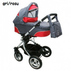 Carucior 3 in 1 Zoom Gri &amp;amp; Rosu Mikrus foto