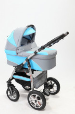 Carucior Q7 2 in 1 Light Grey Turqoise Baby-Merc foto