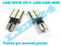 W5W cu 6 smd pe o parte cu radiator CAN-BUS foto