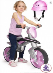 Bicicleta fara pedale Jumper Balance Bike cu casca Roz Injusa foto